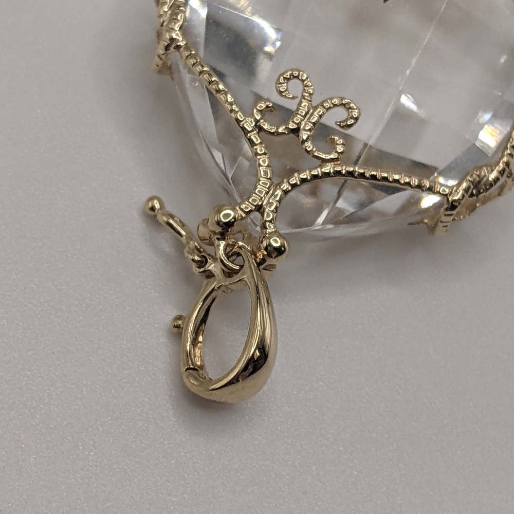 Sold💗14k Yellow Gold Crystal Quartz Gemstone Large Enhancer/Pendant - Picture 9 of 13